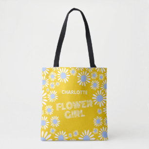 Yellow Daisy Custom Flower Girl Tote Bag