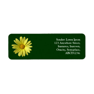 Yellow Daisy - Dark Green Return Address Label