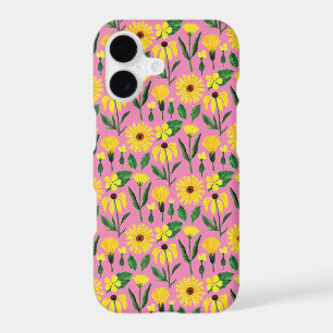 yellow daisy design on pink