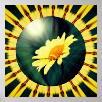 Yellow Daisy Floral Abstract Art