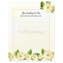 Yellow Daisy Floral Lined Writing Paper