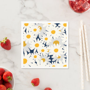 Yellow Daisy Floral Pattern Garden Party Napkins