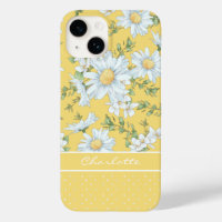 Yellow Daisy Floral Personalised Script Name