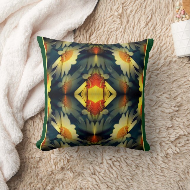 Yellow Daisy Flower Abstract  Cushion (Blanket)