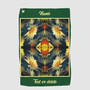 Yellow Daisy Flower Abstract Personalised Golf Towel