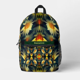 Yellow Daisy Flower Abstract Personalised Printed Backpack