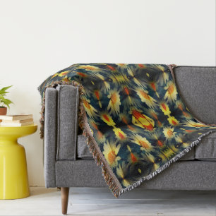 Yellow Daisy Flower Abstract Throw Blanket