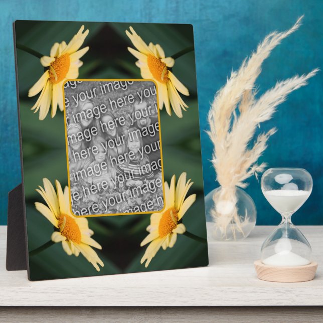 Yellow Daisy Flower Add Your Own Photo Plaque (Side)