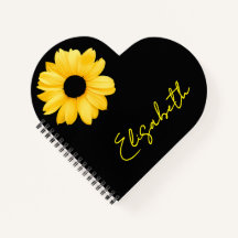 Yellow daisy / flower and Your Name on black