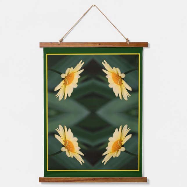 Yellow Daisy Flower Close Up Abstract Hanging Tapestry (Front)