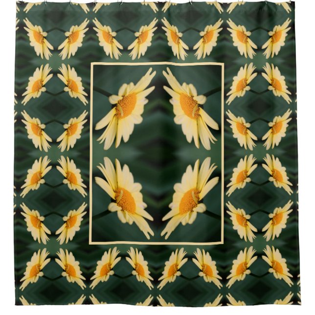 Yellow Daisy Flower Close Up Pattern    Shower Curtain (Front)