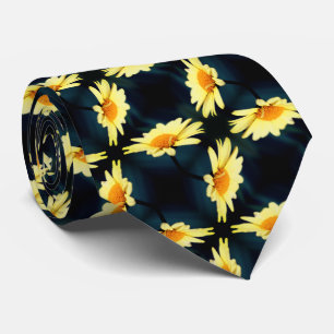 Yellow Daisy Flower Close Up Pattern     Tie