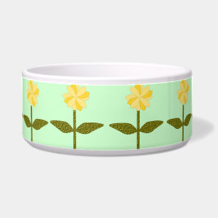 Yellow Daisy Flower Dog Bowl