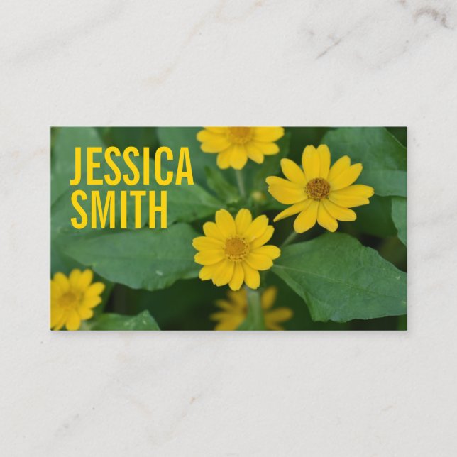 Yellow Daisy Flower Floral Nature Photography Business Card (Front)
