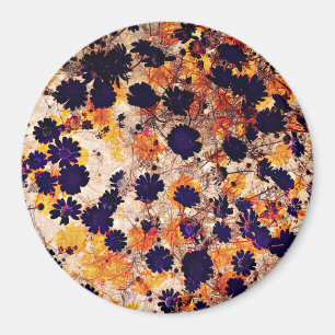 Yellow daisy flower floral pattern digital art magnet