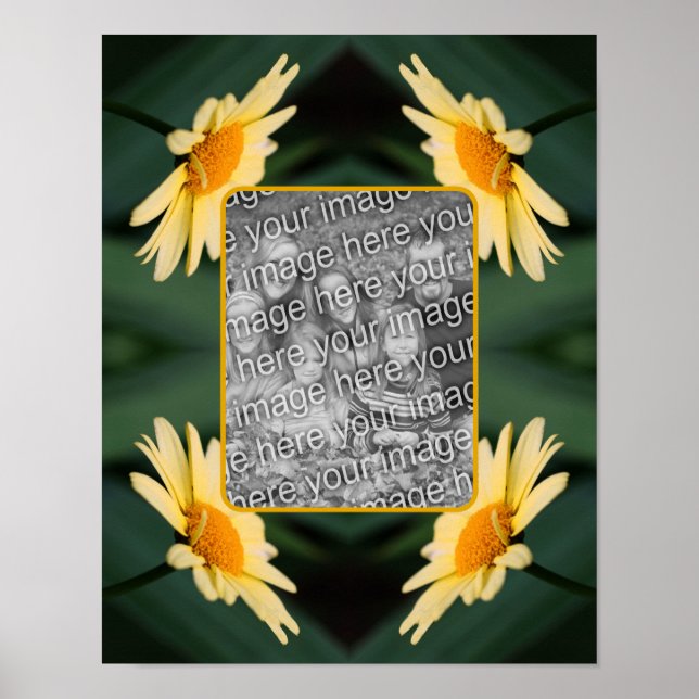 Yellow Daisy Flower Frame Add Your Photo Poster (Front)