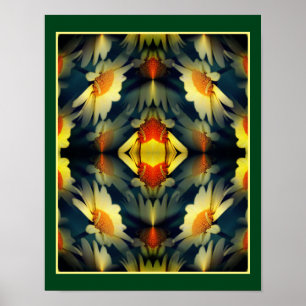 Yellow Daisy Flower Mirror Abstract  Poster