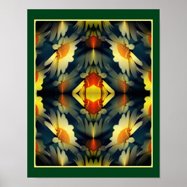 Yellow Daisy Flower Mirror Abstract  Poster (Front)