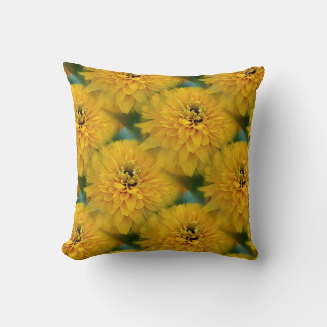 Yellow Daisy Flower Nature Pattern Cushion (Front)