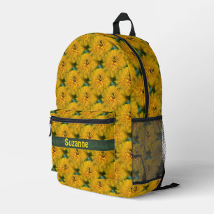 Yellow Daisy Flower Nature Pattern Personalised Printed Backpack