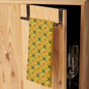Yellow Daisy Flower Nature Pattern Tea Towel