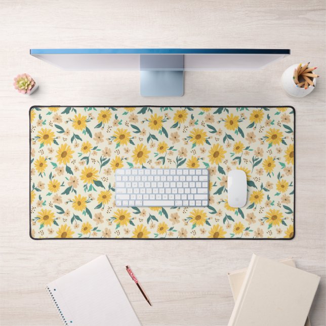 Yellow Daisy Flower Pattern Desk Mat (Office 1)