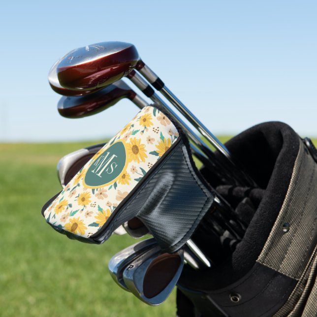 Yellow Daisy Flower Pattern Golf Head Cover (In Situ)