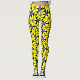 Yellow Daisy Flower Pattern Leggings