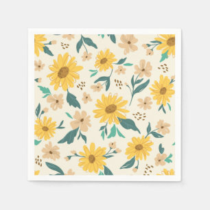 Yellow Daisy Flower Pattern Napkin