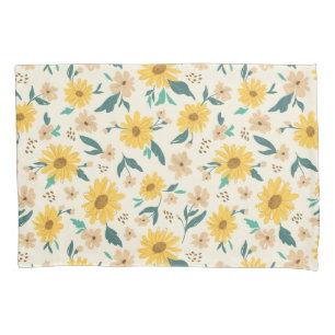 Yellow Daisy Flower Pattern Pillowcase