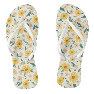 Yellow Daisy Flower Pattern Thongs