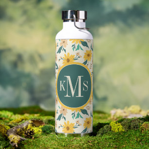 Yellow Daisy Flower Pattern Water Bottle