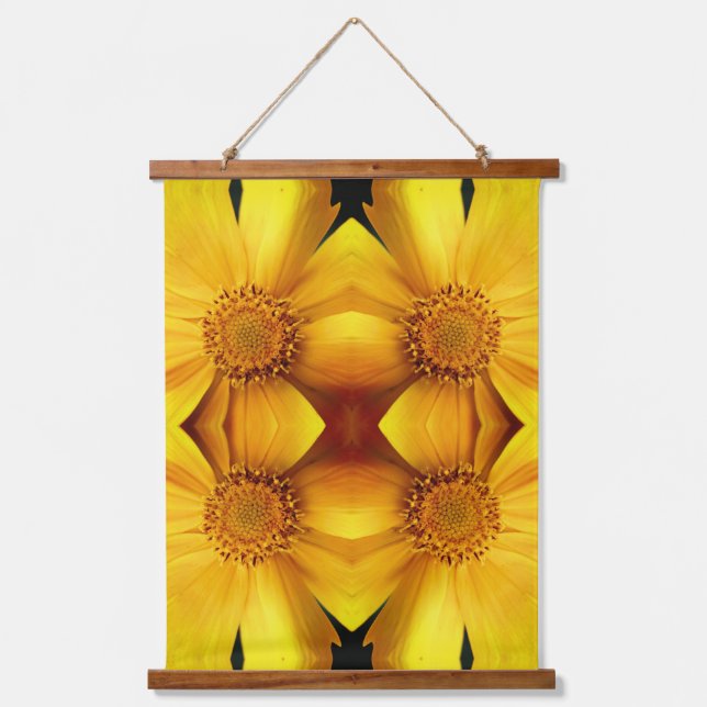 Yellow Daisy Flower Petals Abstract  Hanging Tapestry (Front)
