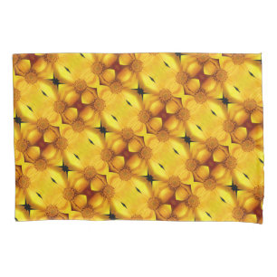 Yellow Daisy Flower Petals And Centre Pattern Pillowcase