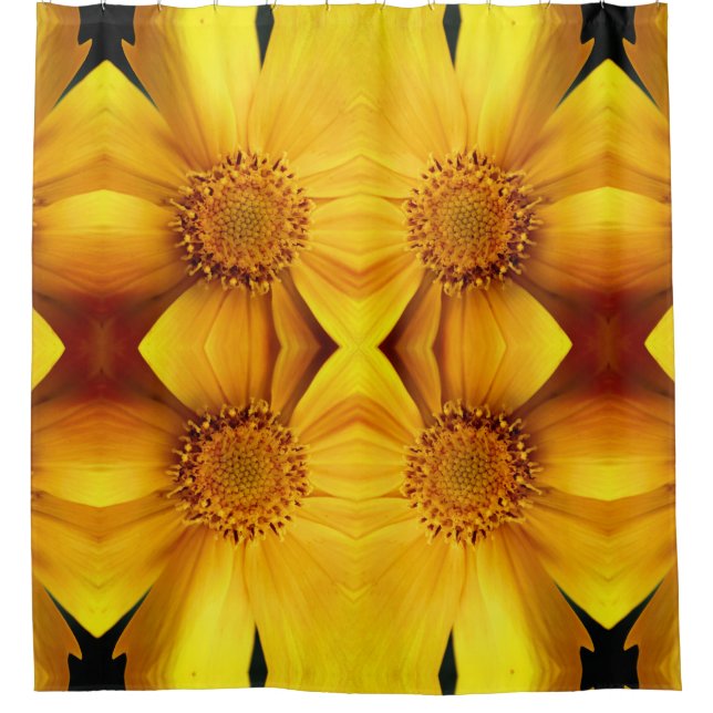 Yellow Daisy Flower Petals And Centre Pattern   Shower Curtain (Front)