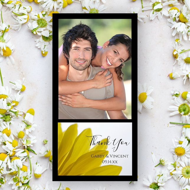 Yellow Daisy Flower Petals Wedding Thank You Card (Creator Uploaded)