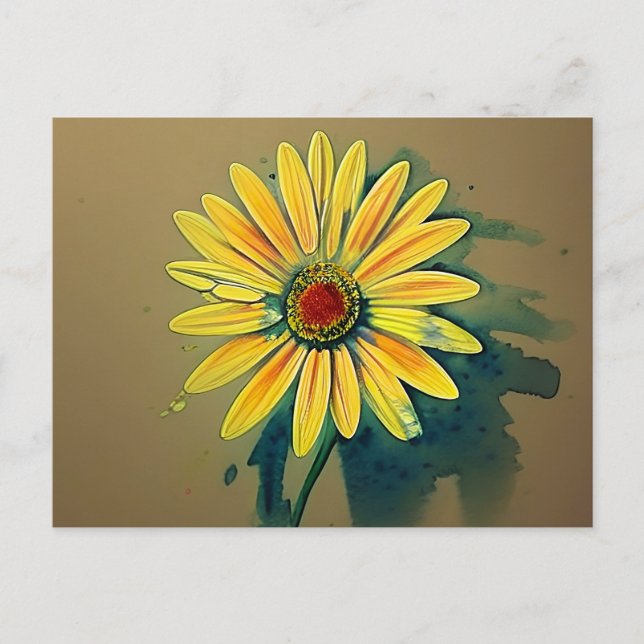 Yellow daisy flower postcard (Front)