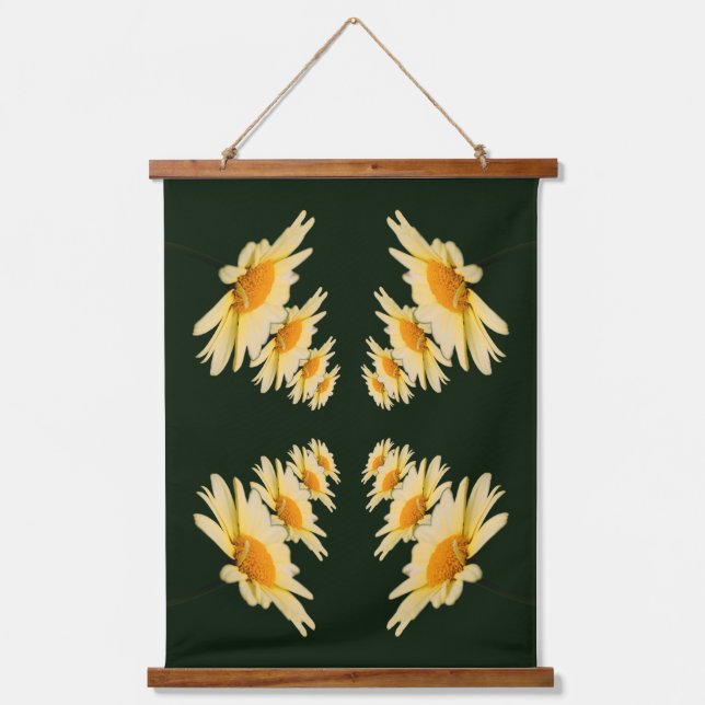 Yellow Daisy Flowers Abstract Hanging Tapestry (Front)