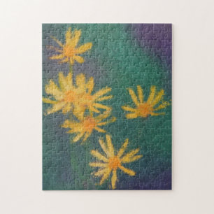 Yellow Daisy Flowers Impressionist Photo Painting Jigsaw Puzzle