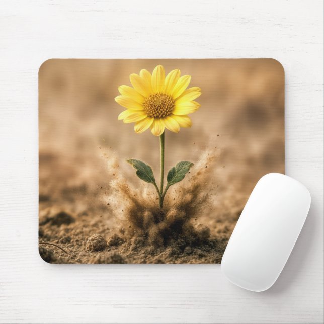 Yellow Daisy in Dirt Explosion Mouse Pad (With Mouse)