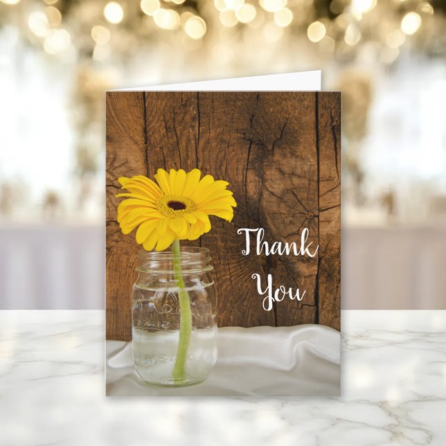 Yellow Daisy in Mason Jar Country Thank You (Creator Uploaded)