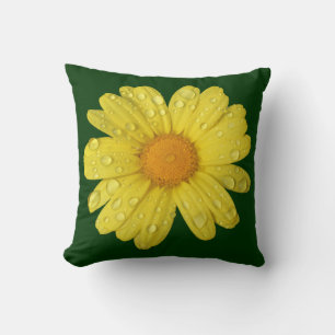 Yellow Daisy in the Rain Cushion