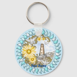 Yellow Daisy Lighthouse  Key Ring