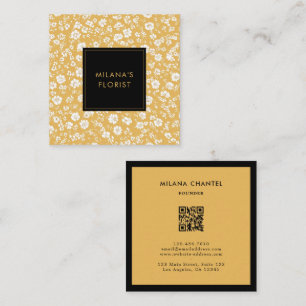 Yellow Daisy Modern Trendy Flower Florist Square Business Card