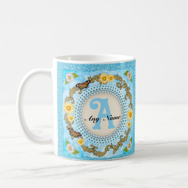 Yellow Daisy Monogram mug (Left)