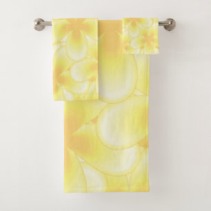 Yellow daisy pattern bath towel set