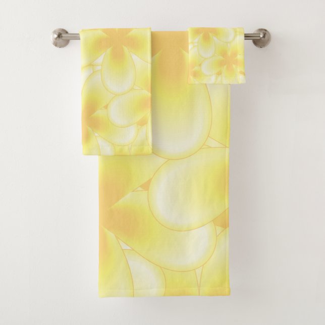 Yellow daisy pattern bath towel set (Insitu)