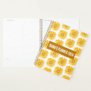 Yellow Daisy Pattern Flowers Blooms Floral CUSTOM Planner