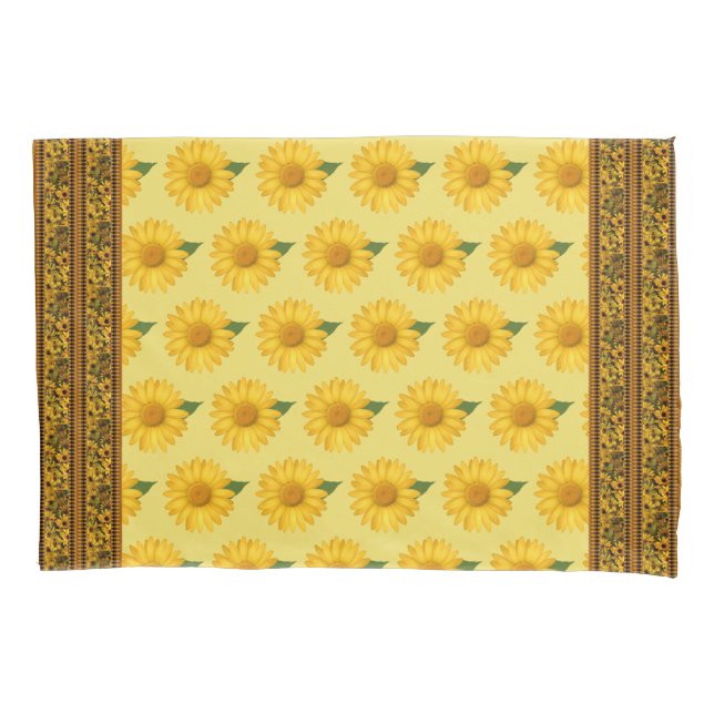 Yellow Daisy Pattern PillowCase Set (Front-Left)