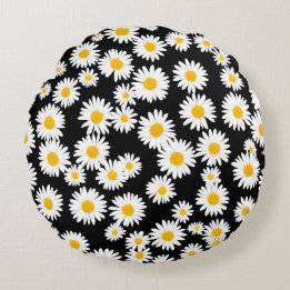 Yellow Daisy Round Pillow